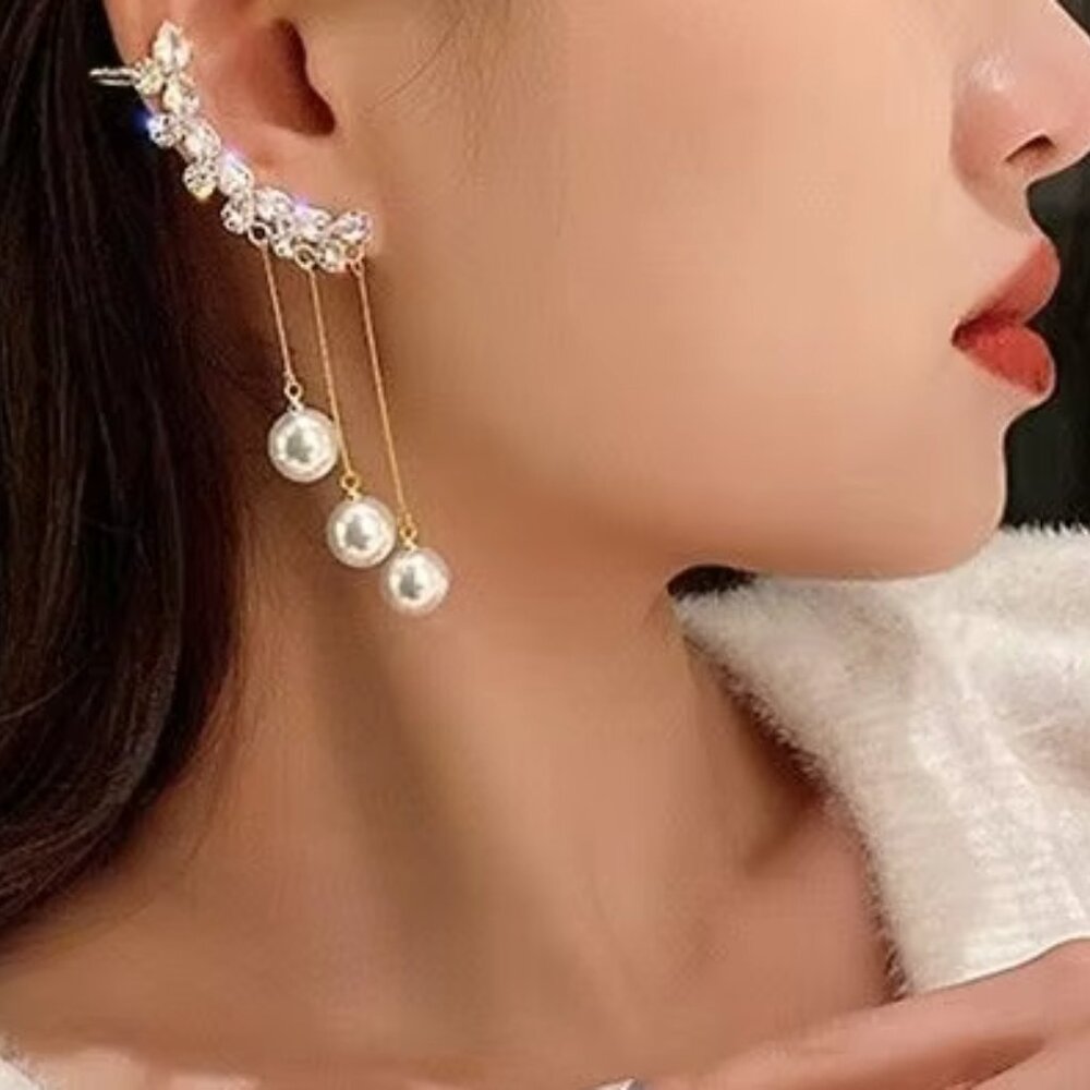 Fancy Cuffs & Wraps Ear Crawler For Pierced Earrings (925 Sterling Silver Post)